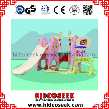 Small Plastic Slide and Slide for Toddler with Basket Hoop